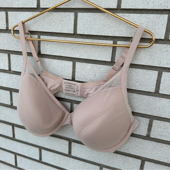 ThirdLove 24/7 Classic Contour Plunge Bra Nude Mesh Underwire - Picture 2 of 10